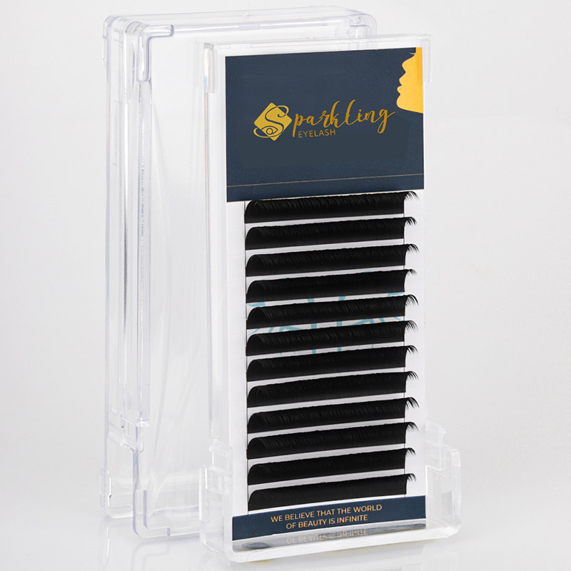 12 Strip Ekstensi Bulu Mata Volume Kipas Mudah 0,07 D Curl Korean PBT Lashes