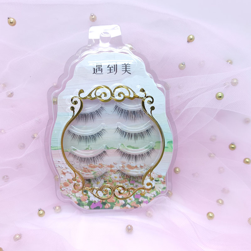 3D Faux Mink Lashes 4 Pasang bulu mata sintetis volume pita bening