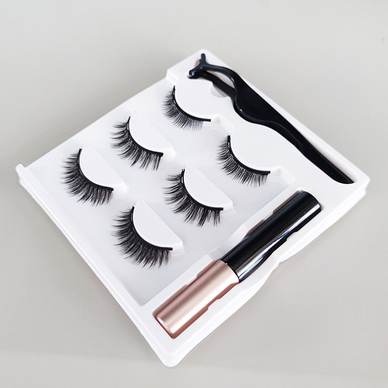 Bulu Mata Magnetik 3D Terlihat Alami dengan Eyeliner dan Pinset