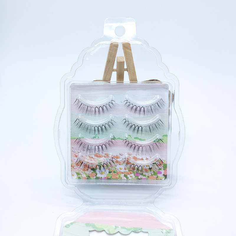 4 pasang Bulu Mata Palsu Terlihat Alami Strip Cross Clear Band 5-7mm Cross Eyelash JK1