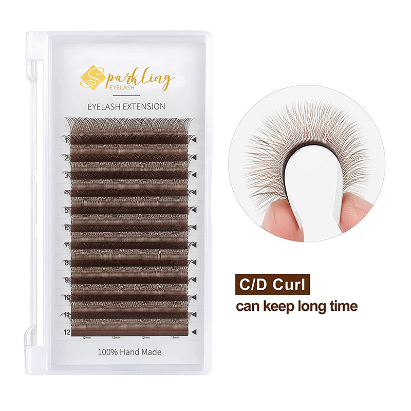 YY Ekstensi Bulu Mata Bulu Mata Coklat C Curler 0.07mm 8-15mm Bulu Mata Campuran